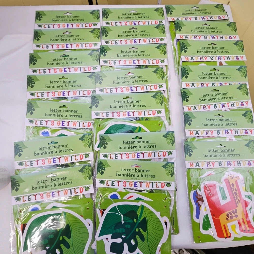 21pc Safari Jungle Letter Banner Lot Lets Get Wild Happy Birthday 7ft Greenbrier